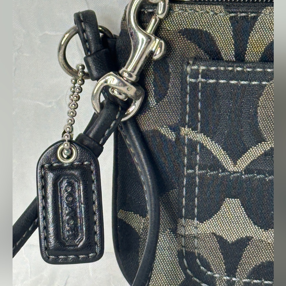 Coach Black, Gray, and Tan Wristlet with Silver Hardware - Picture 3 of 9